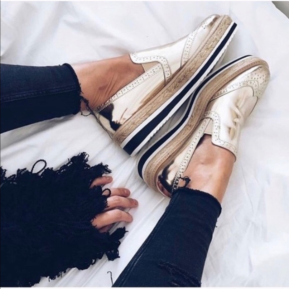 Zara gold platform shoes